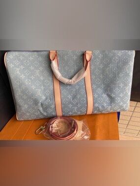 Fashionable Light Blue Denim Weekender/OverNight Bag